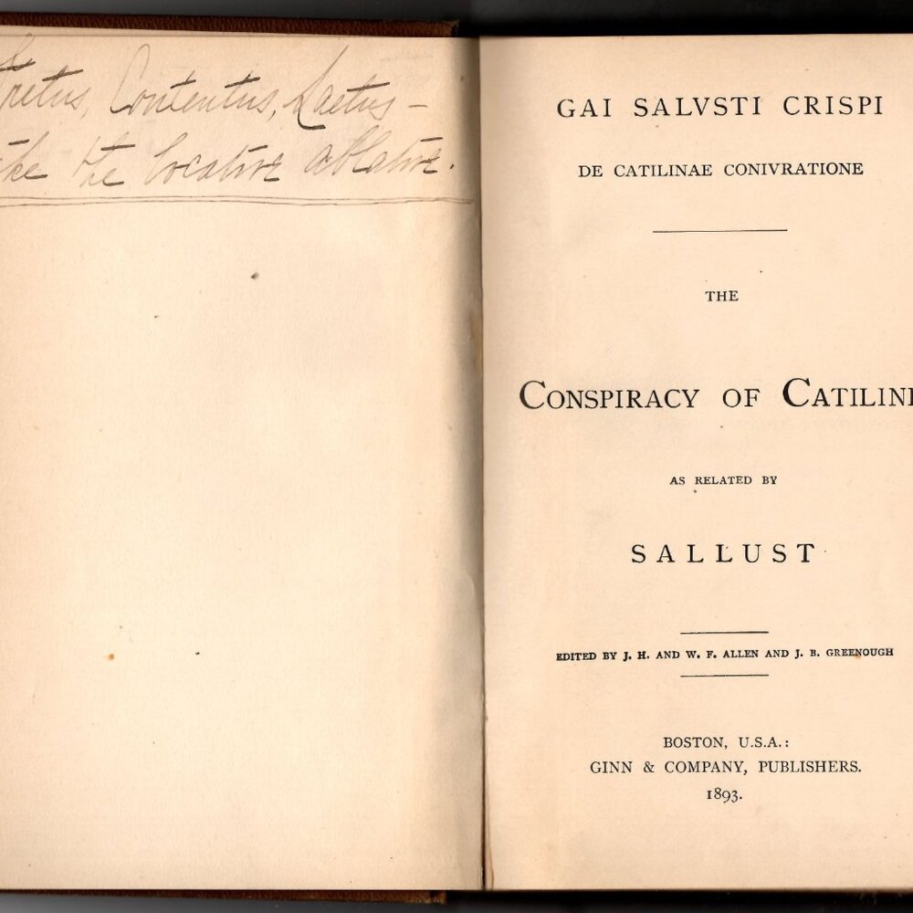 Gai Salvsti Crispi De Catilinae Conivratione 1873 Hardcover Book